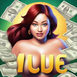 Create a very realistic image of a cute, curvy yet slim woman with large features
