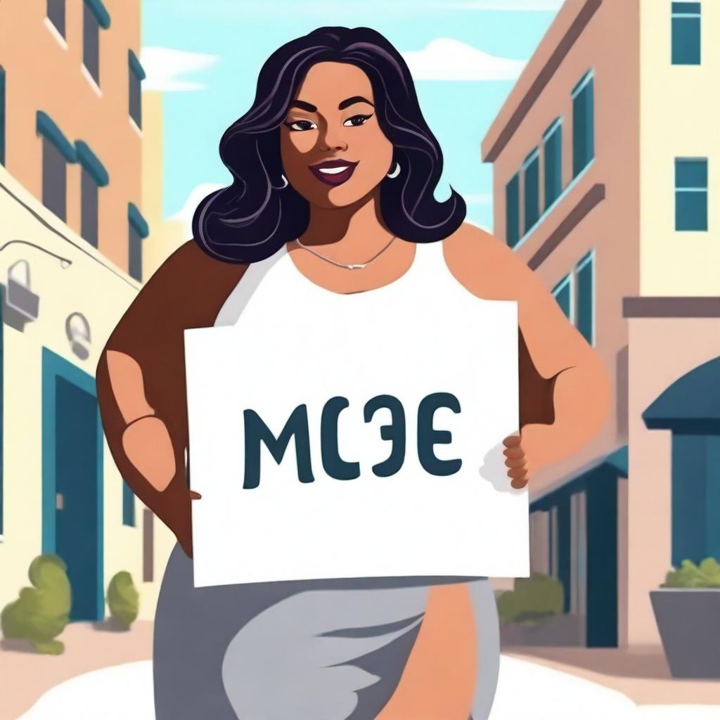 Create a realistic image of a curvy girl who appears affluent