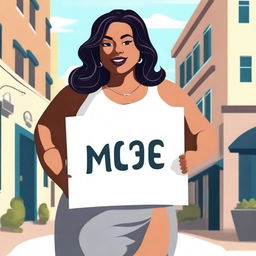 Create a realistic image of a curvy girl who appears affluent