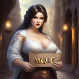 Create a high-quality, very realistic image of a curvy girl with a nice body in an epic fantasy setting