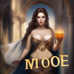 Create a high-quality, very realistic image of a curvy girl with a nice body in an epic fantasy setting