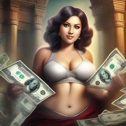 Generate a high-quality, very realistic image of a curvy girl in an epic fantasy setting