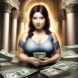 Generate a high-quality, very realistic image of a curvy girl in an epic fantasy setting