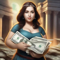 Generate a high-quality, very realistic image of a curvy girl in an epic fantasy setting