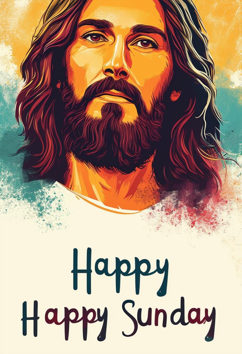 This is a request for a minimalist Christian book cover design for a book titled 'Happy Happy Sunday'