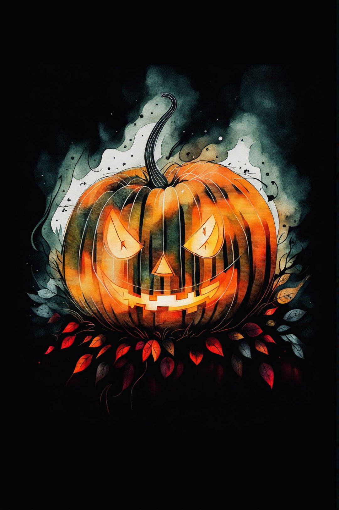 This is a request for a watercolour painting featuring a Halloween pumpkin