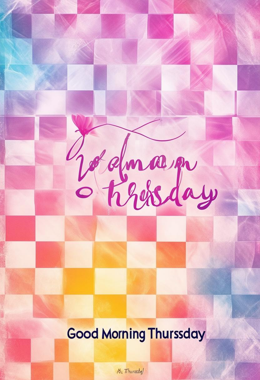 A Christian book cover titled "Good Morning Thursday" with a high-definition pastel checkered background.