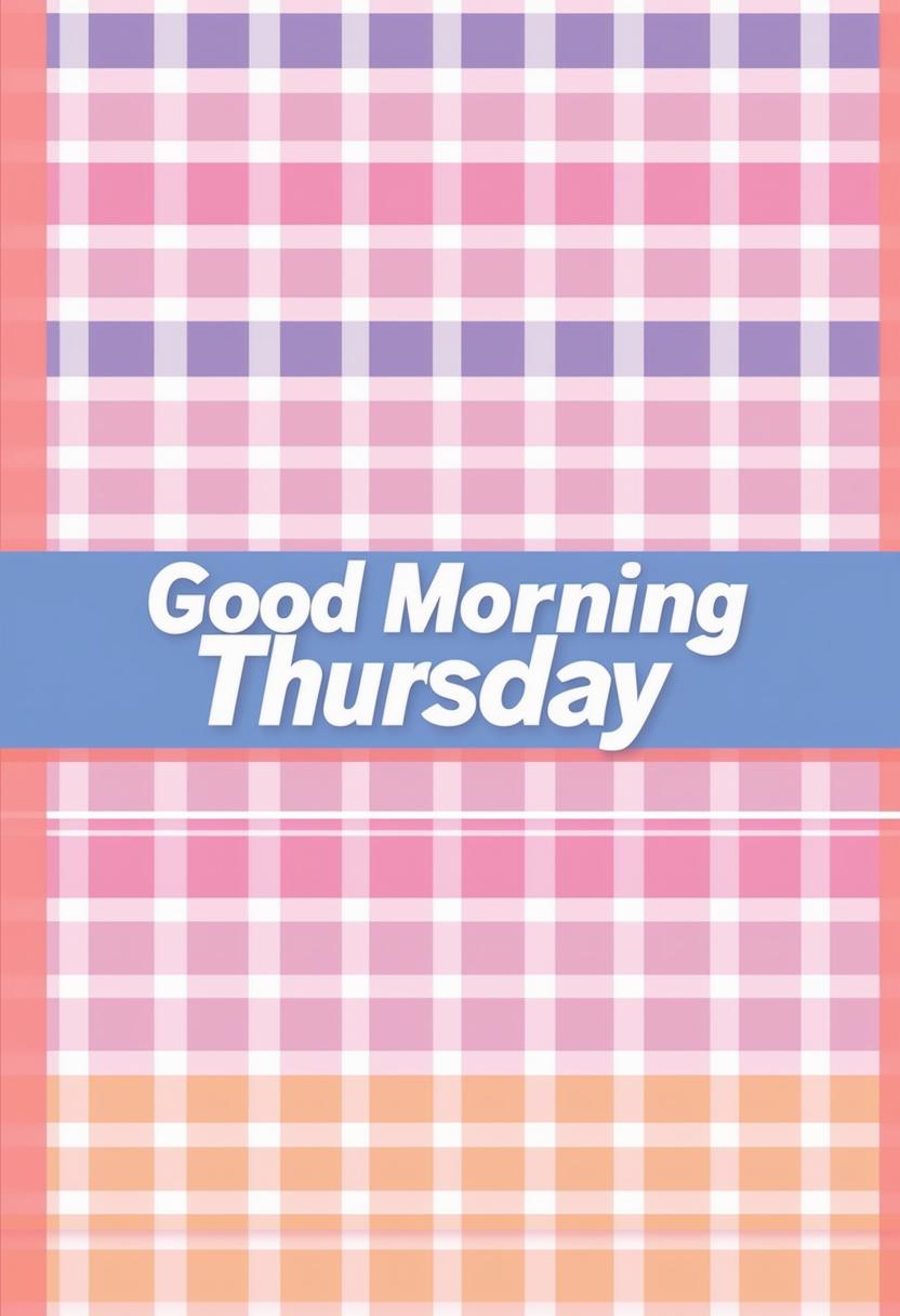 A minimalistic Christian book cover titled "Good Morning Thursday" featuring a high-definition pastel checkered background.