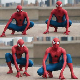 Recreate these pictures in a Spiderman-themed style.