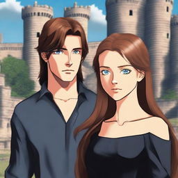 A young woman with light reddish-brown hair and clear blue eyes is wearing a black shirt