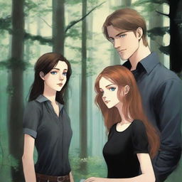 A young woman with light reddish-brown hair and clear blue eyes is wearing a black shirt