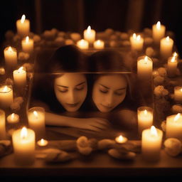Create an image of a deceased woman enclosed in a glass coffin