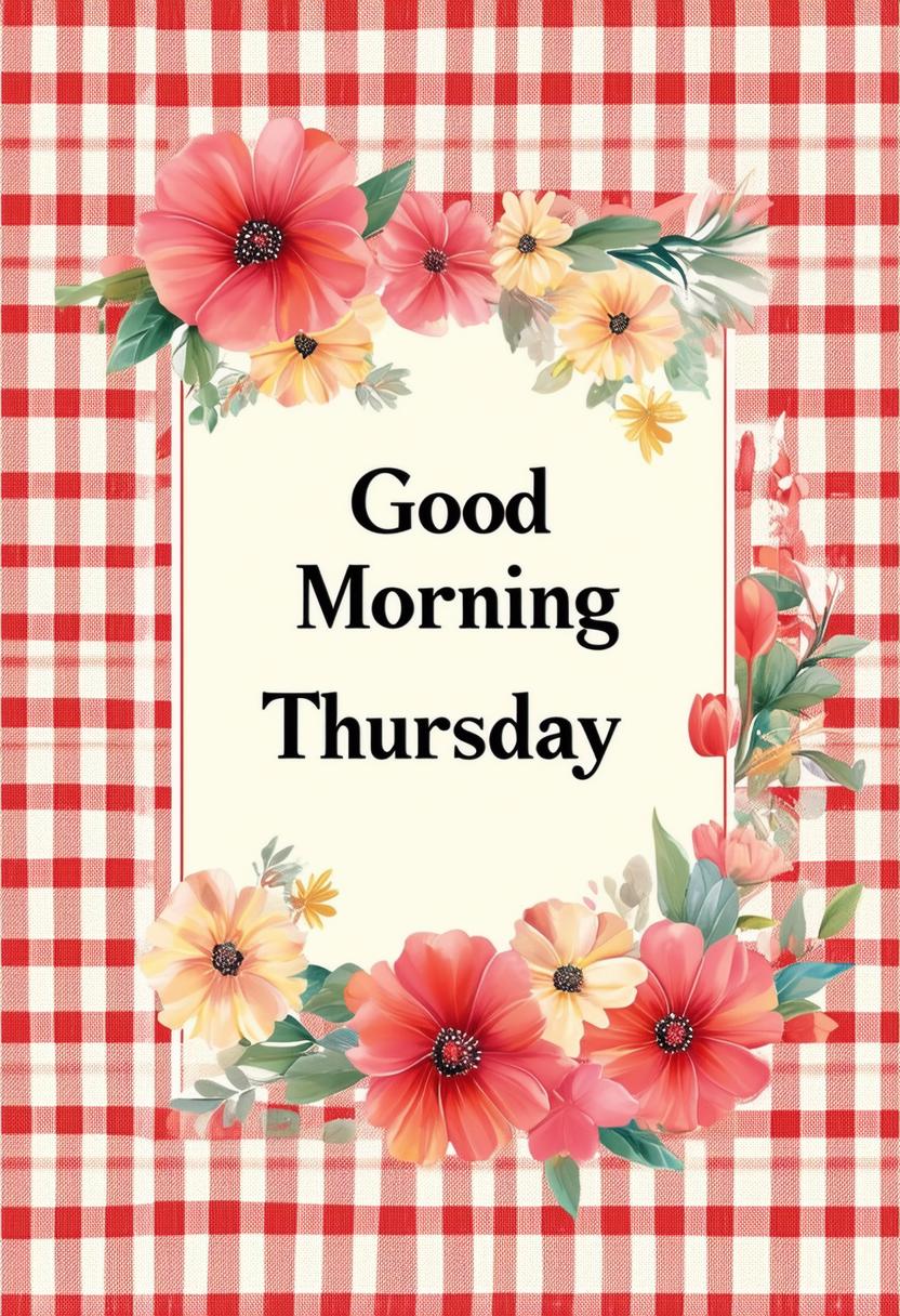 A Christian book cover titled "Good Morning Thursday" with a high-definition gingham pattern background.