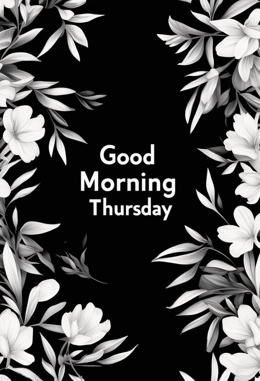 A Christian book cover for "Good Morning Thursday" featuring a high-definition, simple black and white pattern background.