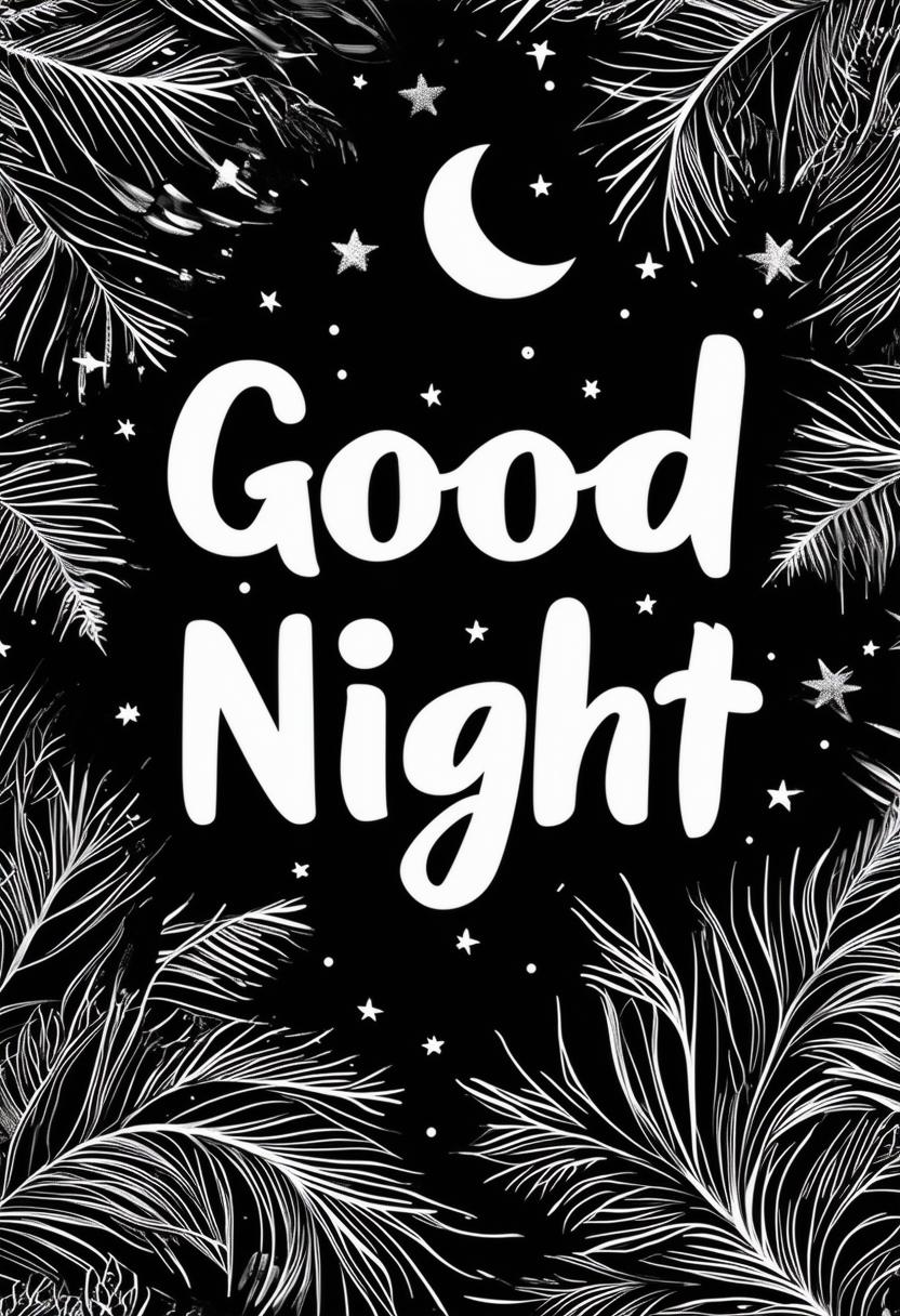Create a HD book cover image titled 'Good Night' with a simple black and white pattern background.