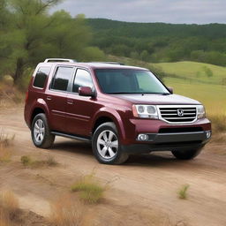 Generate an image of a 2014 Honda Pilot Utility EX 4WD equipped with 35-inch off-road tires