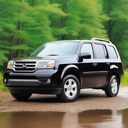 Generate an image of a 2014 Honda Pilot Utility EX 4WD equipped with 35-inch off-road tires