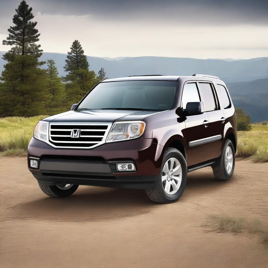 Generate an image of a 2014 Honda Pilot Utility EX 4WD equipped with 35-inch off-road tires