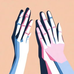 Create a digital art illustration of three hands stacked on top of each other, each hand having a different shade of color