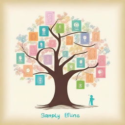 Generate an image of a book cover that features a child's drawing of a family tree