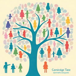 Generate an image of a book cover that features a child's drawing of a family tree