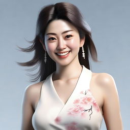 A highly detailed and realistic image of a Japanese woman