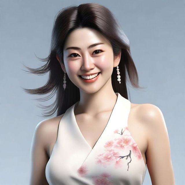 A highly detailed and realistic image of a Japanese woman