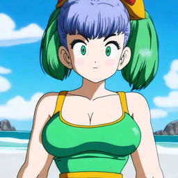 A very detailed, realistic, ultra HD 4k image of Bulma, a character from Dragon Ball