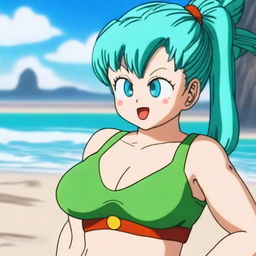 A very detailed, realistic, ultra HD 4k image of Bulma, a character from Dragon Ball