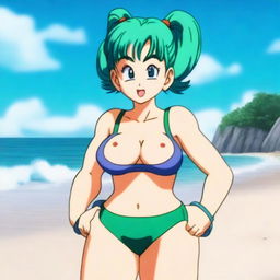 A very detailed, realistic, ultra HD 4k image of Bulma, a character from Dragon Ball