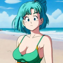 A very detailed, digital art, ultra HD 4k image of a live-action version of Bulma from Dragon Ball