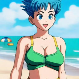 A very detailed, digital art, ultra HD 4k image of a live-action version of Bulma from Dragon Ball