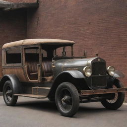 Gaspunk passenger vehicles depicting the historical gaslit era technology, with vintage designs inspired by gas-powered machinery, retaining a rustic, antique aesthetic.