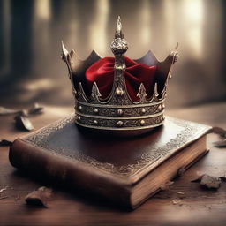 A fantasy book cover featuring a broken crown as the central image