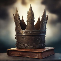 A fantasy book cover featuring a broken crown as the central image