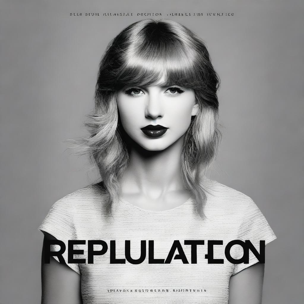 Create a high quality book cover featuring a black and white photo of Taylor Swift