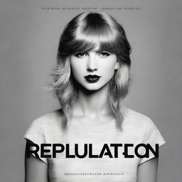 Create a high quality book cover featuring a black and white photo of Taylor Swift