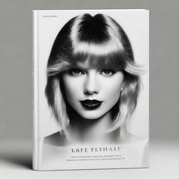 Create a high quality book cover featuring a black and white photo of Taylor Swift