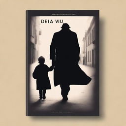 Create a high-quality digital book cover featuring an aesthetic image of a man in a black overcoat walking beside a little boy