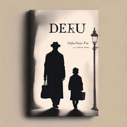 Create a high-quality digital book cover featuring an aesthetic image of a man in a black overcoat walking beside a little boy