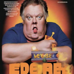 Generate a movie poster featuring a fat white man holding a Nerf gun. The title of the movie is 'D e e m e r'.