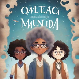 Create a book cover titled 'Omega Mundi: Adventure Through the Multiverses'