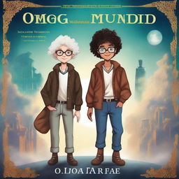 Create a book cover titled 'Omega Mundi: Adventure Through the Multiverses'