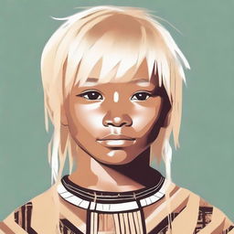 Create an image of a young indigenous boy with blonde hair.