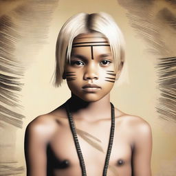 Create an image of a young indigenous boy with blonde hair.