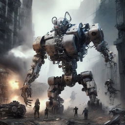 Create an image depicting the rebellion of machines