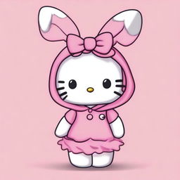 Generate an image of Hello Kitty dressed up as a bunny (Coelha in Portuguese)