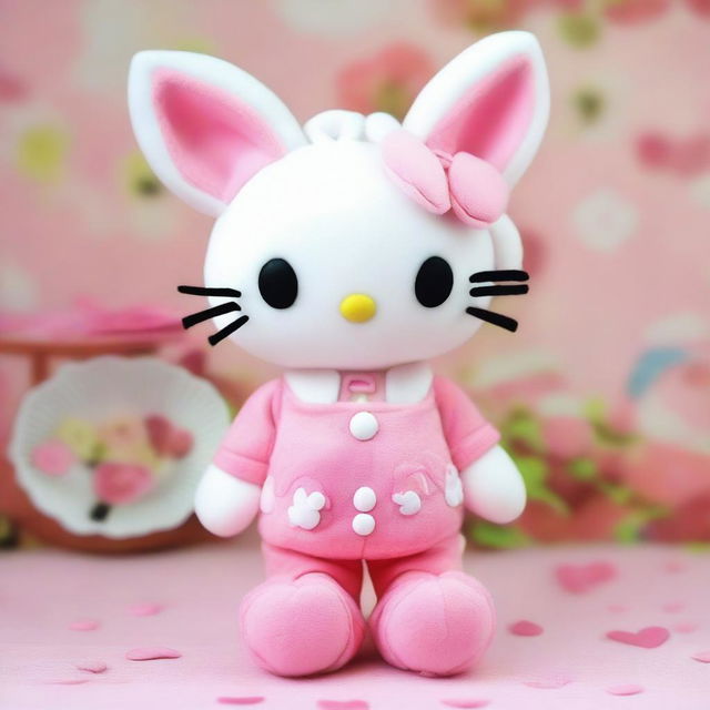 Generate an image of Hello Kitty dressed up as a bunny (Coelha in Portuguese)