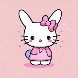 Generate an image of Hello Kitty dressed up as a bunny (Coelha in Portuguese)