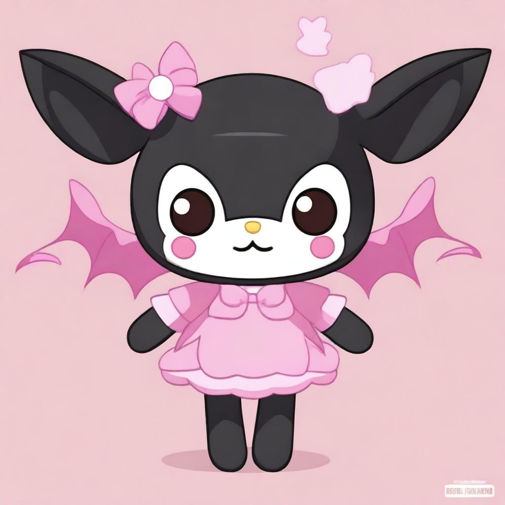 Generate an image of My Melody dressed up as a bat (Morcega in Portuguese)